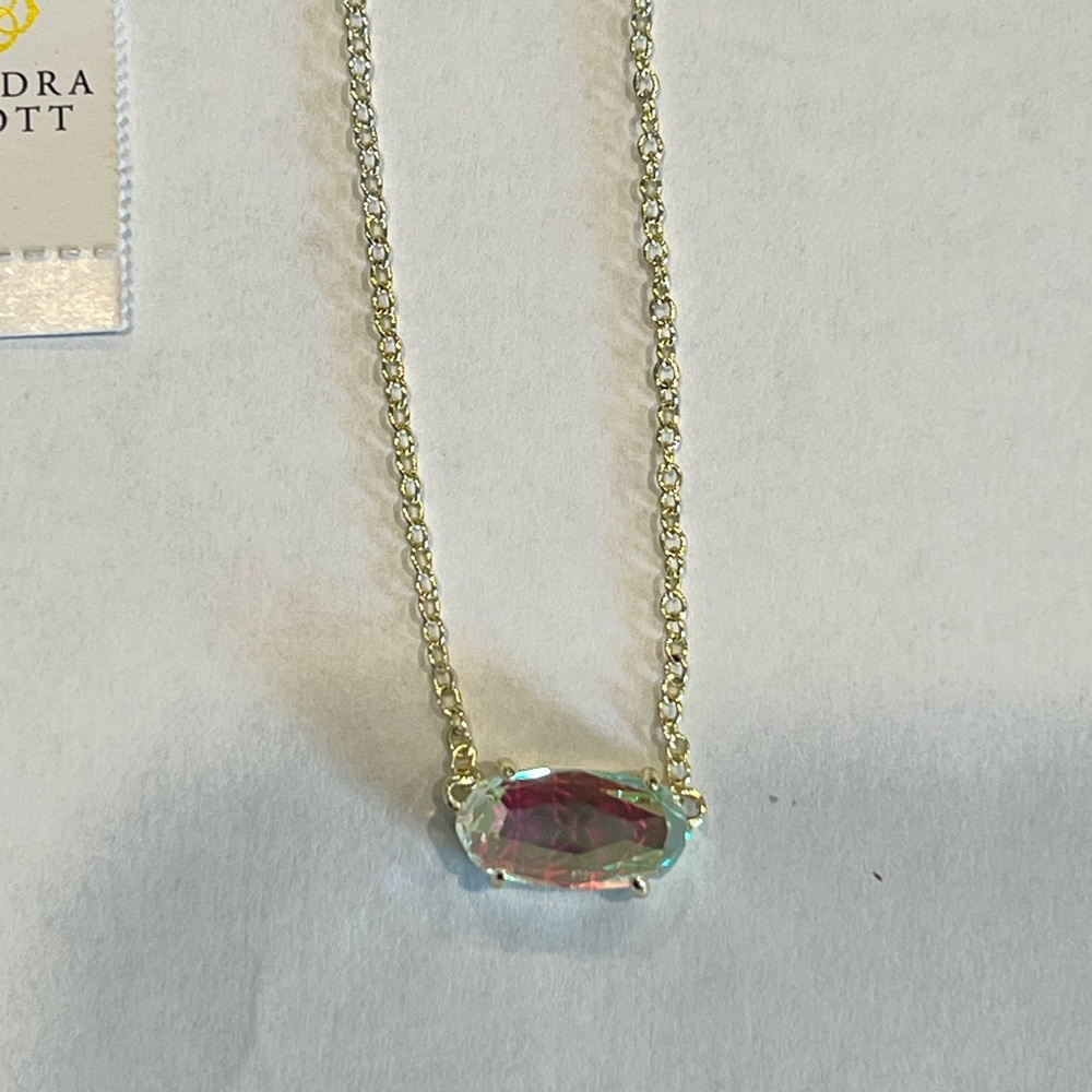 NWT Rare & Retired Kendra Scott Ever Necklace Dichroic & Yellow Gold Amazing! - Picture 14 of 14